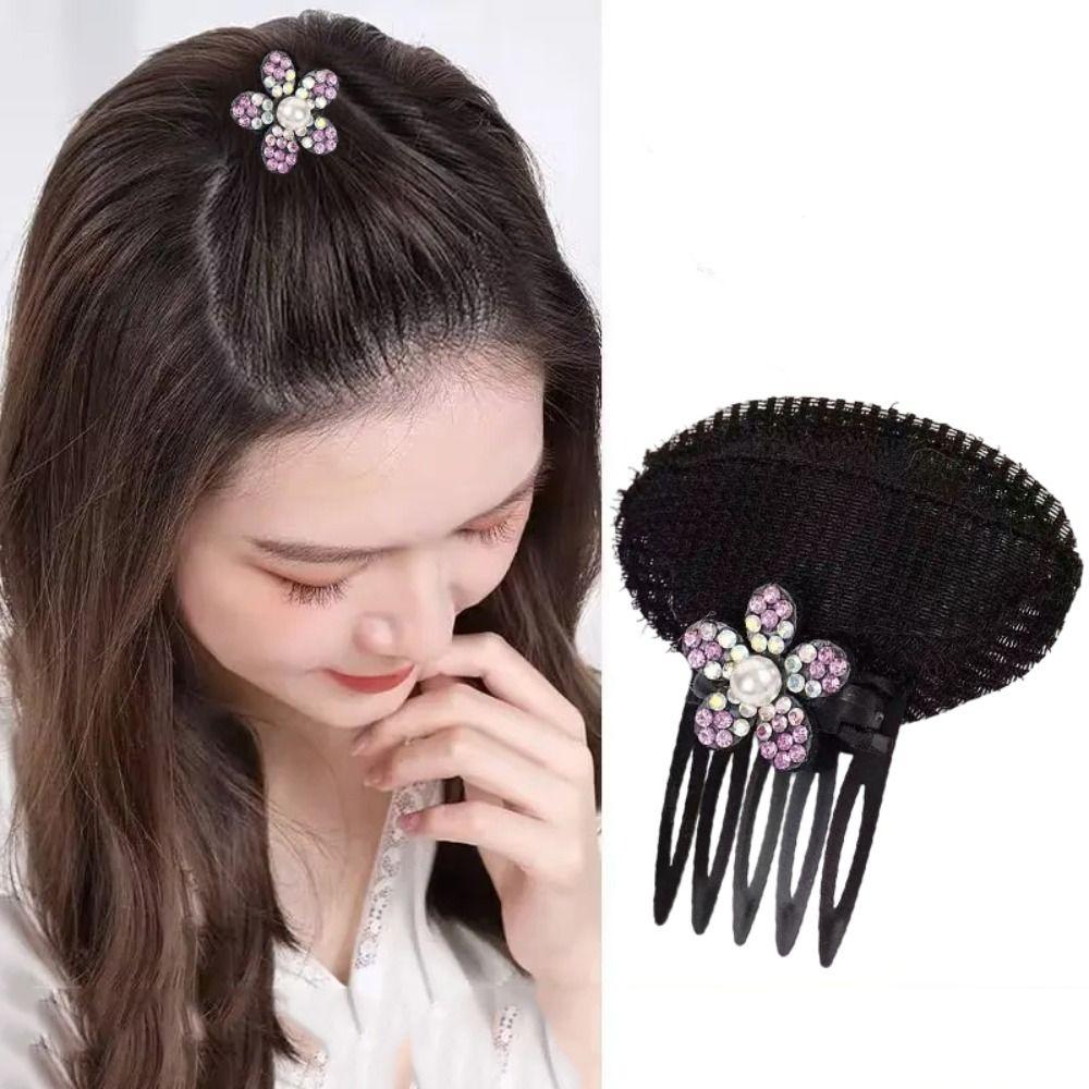 Flower Hair Base Pearl Bun Bump It Up Volume Hair Base Shiny Invisible Volume Hair Clip  Daily