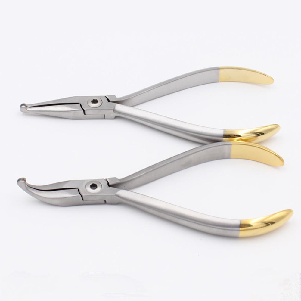 Dental How Plier Straight + Curved Orthodontic Straight Arch Wire Holding Pliers Stainless Steel Dental How Pliers Forcep