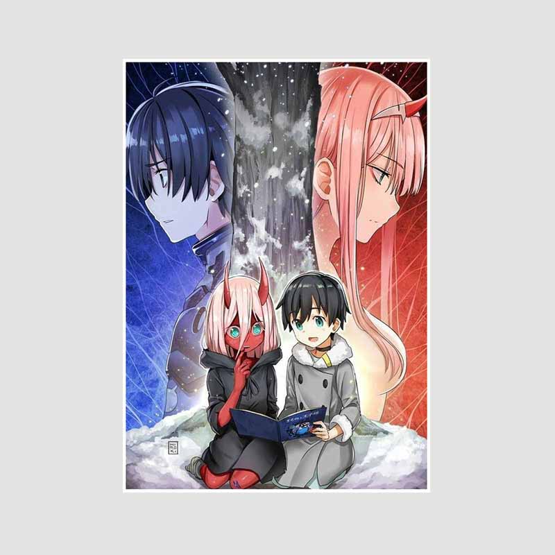 Белая книга Аниме Плакаты Художественная живопись Классика Аниме Darling in The Franxx Плакат Домашний декор Фреска Гостиная Украшения Принты Картины Подарки