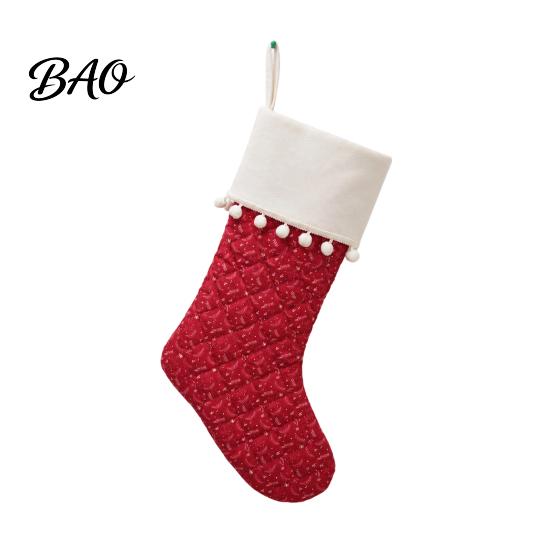 Checkered Gift Holders Christmas Stockings, 18 x 10 Inch Large Quilted Hanging Rustic Farmhouse Holiday Decor Decorative Xmas Bags for Fireplace