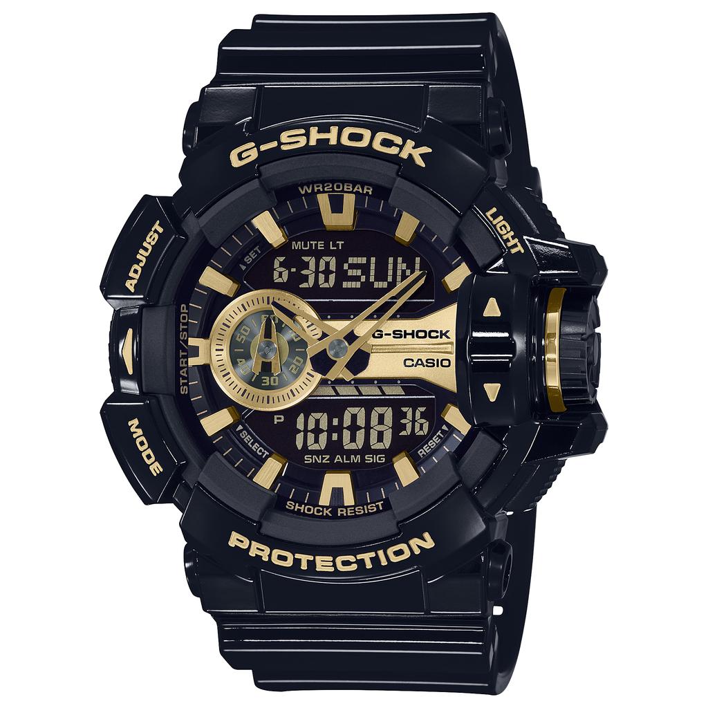 Casio Мужские кварцевые часы GA-400GBX-1A9 из смолы, водонепроницаемые 200 м, ударопрочные, цифровые