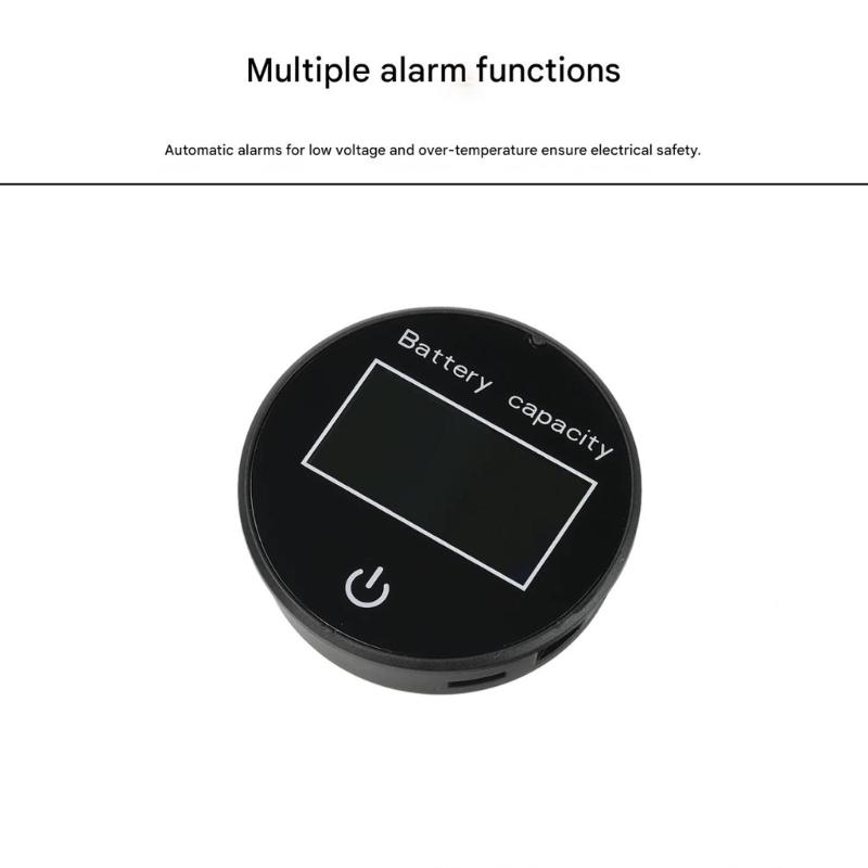 Круглый цифровой многофункциональный сенсорный переключатель LCD 10-100V Дисплей уровня заряда батареи с отображением температуры