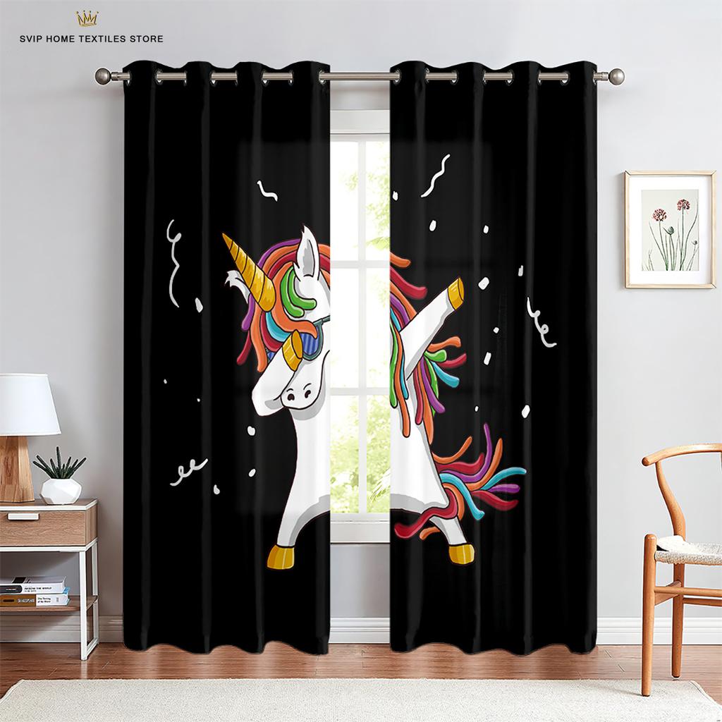 Cartoon Cute Unicorn Windows Curtains for Living Room Child Bedroom Window Treatment Blinds Kitchen Curtains