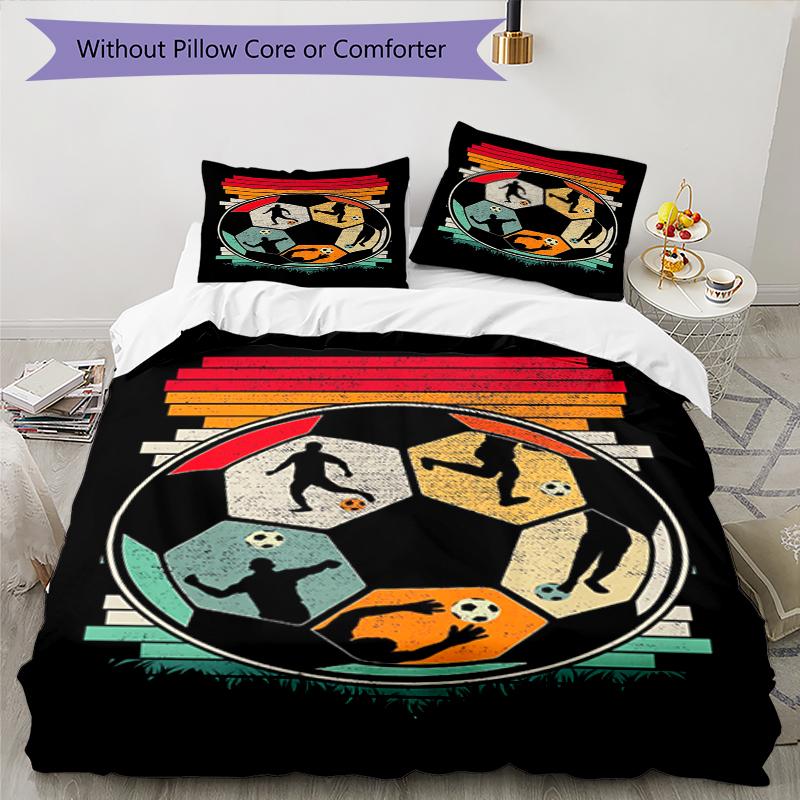3pcs Soccer Bedding Set Duvet Cover Closure Includes 1 Duvet Cover & 2 Pillowcases, Soft and Comfortable for All Seasons.