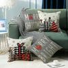 Gray Christmas Tree Christmas Throw Pillow Cover Linen Letter Print Holiday Decoration Living Room Sofa Cushion Cover Pillow