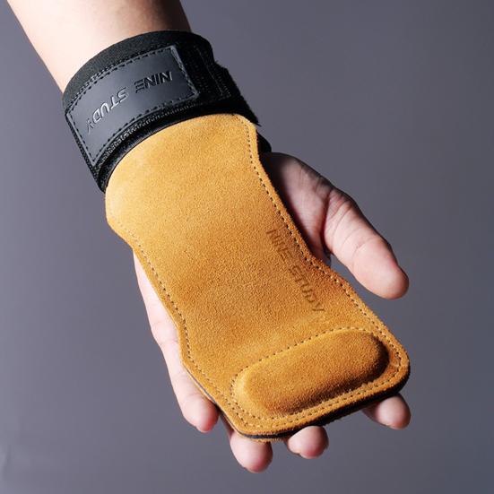 1 пара ремешков на запястье для тяжелой атлетики, двухслойные перчатки для тяжелой атлетики из воловьей кожи с подушечками для ладоней, эластичная рукоятка для становой тяги