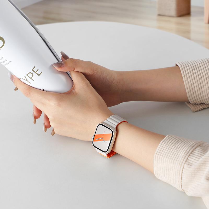 Silicone Loop magnetic strap for Apple watch band 44mm 40mm 45mm 49mm 41mm 38mm 42mm Bracelet iWatch series 8 3 SE 6 7 Ultra 2 9
