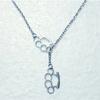 Fashion Vintage  Double Brass Knuckle Dusters Pendant Adjustable Cross Lariat Necklace For Women Men Goth Jewelry