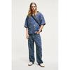 H M Pattern Baggy Jeans Blue Pattern