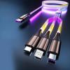 Светящийся светодиодный кабель 3 в 1 для быстрой зарядки, кабель Micro Usb Type C для iPhone, Samsung, Xiaomi, Huawei, мобильный телефон, зарядный кабель