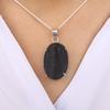 Natural Black Tourmaline Gemstone Handmade Silver Necklace, 925 Sterling Silver Women Pendant PP-63-24