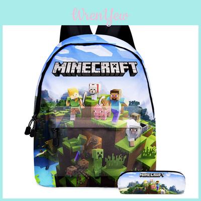 Рюкзак с принтом в стиле Minecraft с пеналом для путешествий для мальчиков