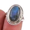 Natural Labradorite Gemstone 925 Solid Sterling Silver Jewelry Ring Size 6 I9u04