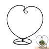 Black Heart-Shaped Iron Hanging Plant Glass Vase Terrarium Stand Holder