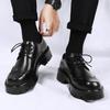 Black Thick Soled Men's Shoes Fashionable and Versatile Design Style Leisure Outdoor Trendy Party Youth Adult Daily Office Shoes