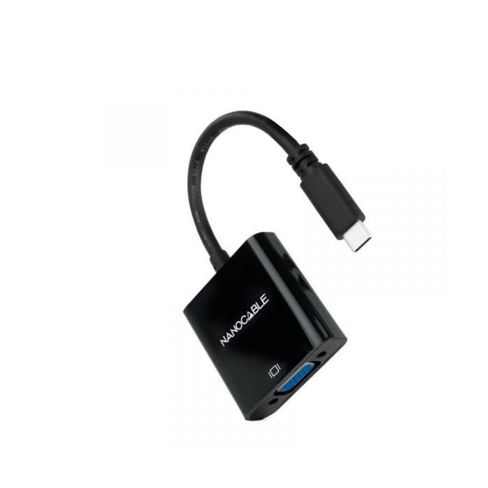 Convertisseur USB-C vers VGA - Nanocable - Modèle 10.16.4101-BK - 10 cm - Noir - USB 3.2 Gen 1