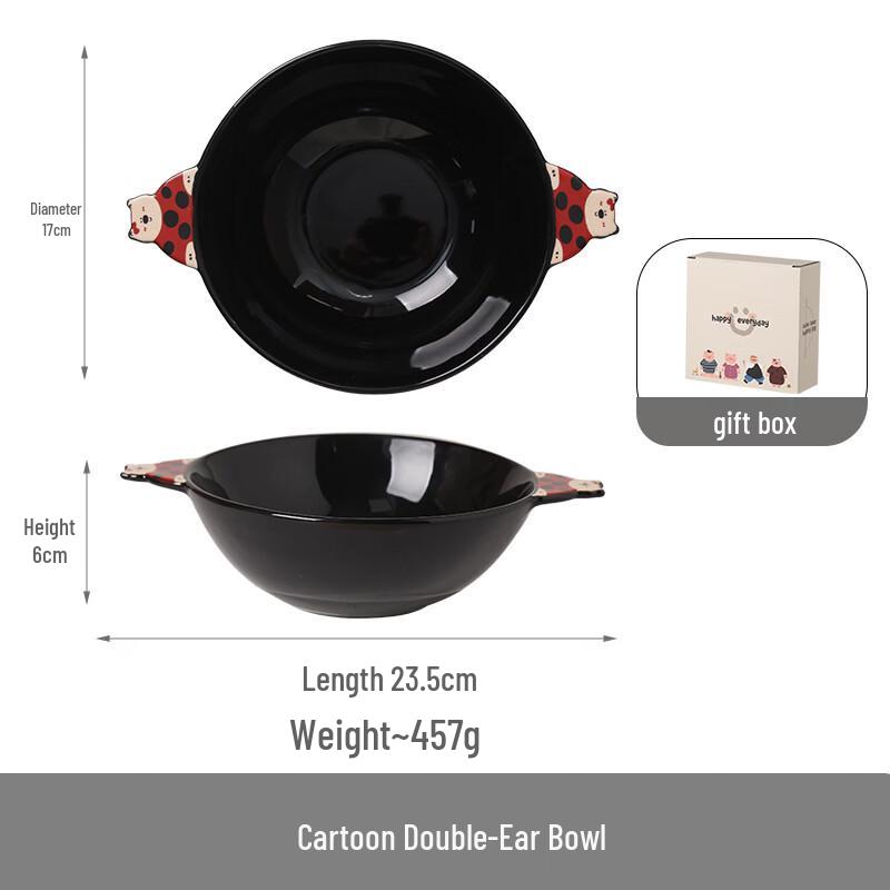 Mr. Bear Cream Ceramic Double-Handle Bowl