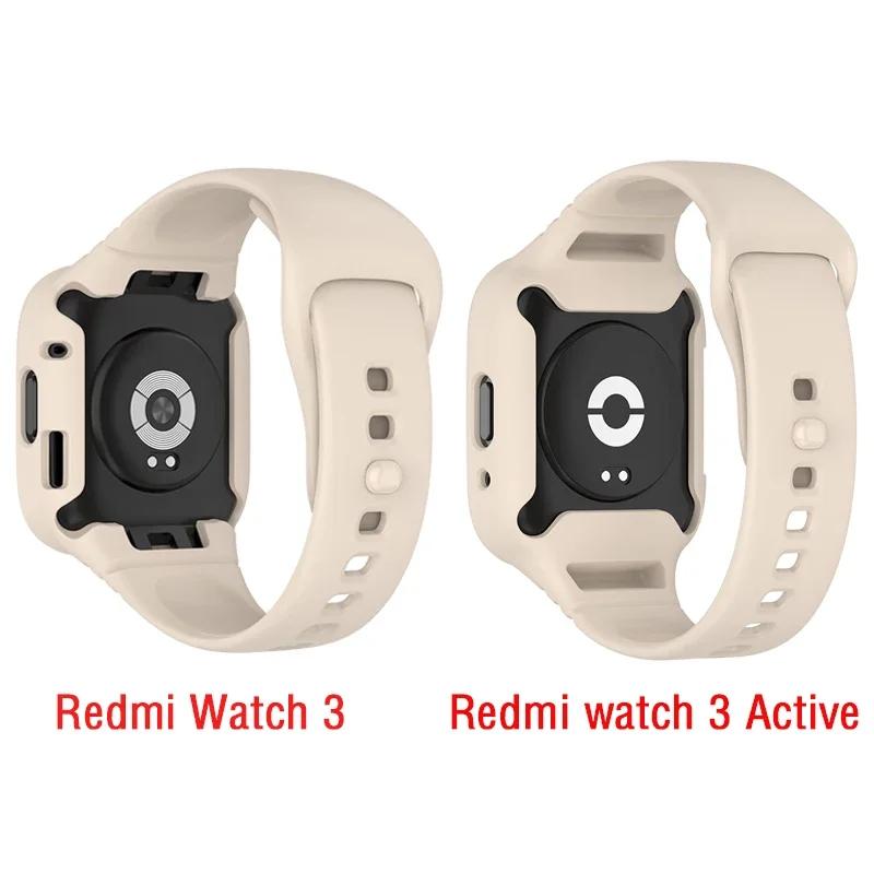 Силиконовый ремешок с чехлом для Redmi Watch 3/Redmi Watch 3, сменный браслет с активным ремешком, защитный чехол