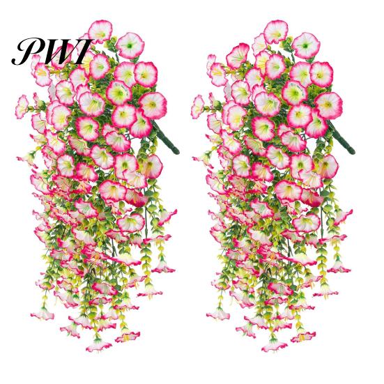 Easy-care Artificial Flowers 2 Pcs Hanging Petunia UV Resistant Faux Year-round Decorations Reusable Simulated Petunias for Outdoors Festive