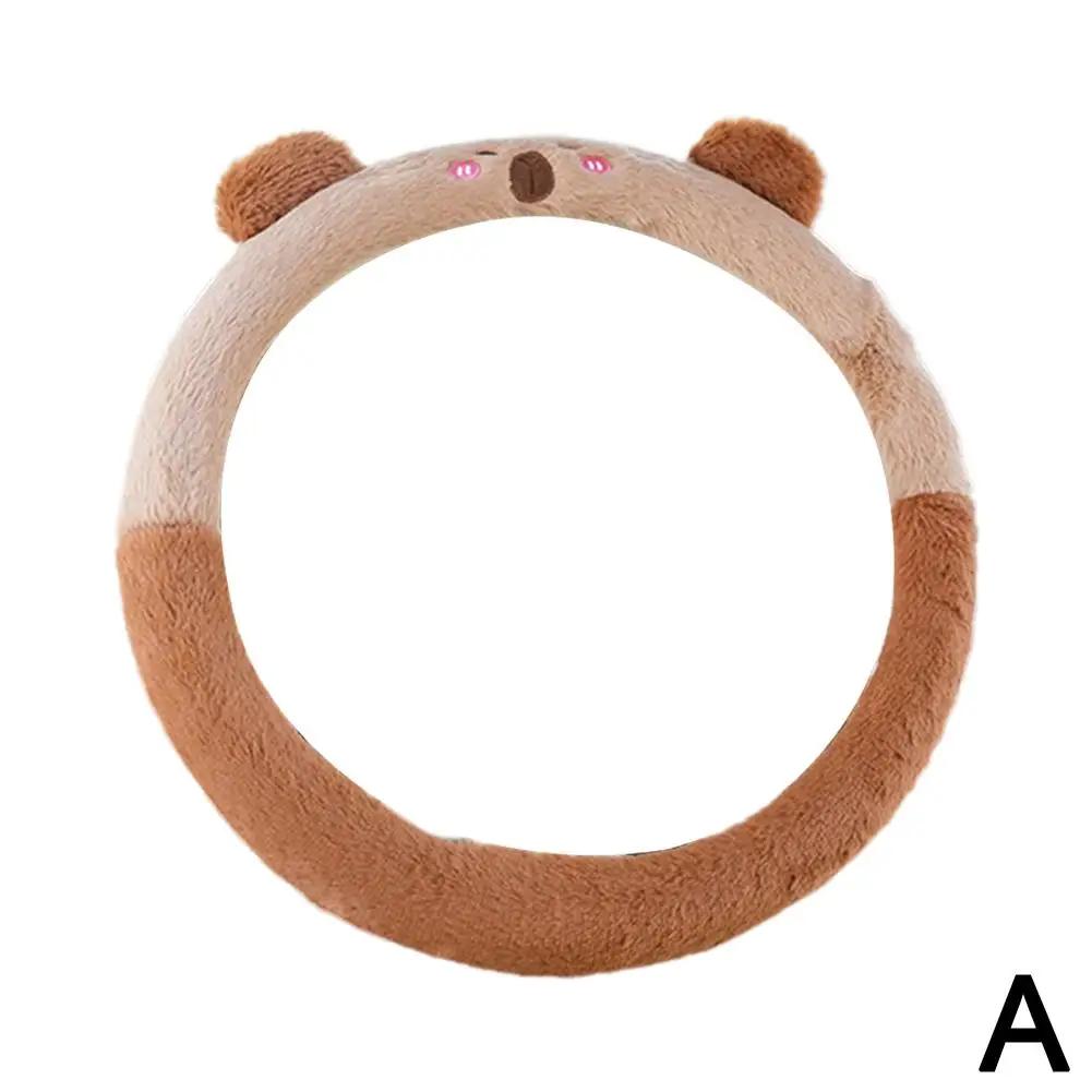 Universal Car Cute Plush Steering Wheel Cover for Women Cute Cartoon Winter Fluffy Cover for Steering Wheel Heating Accesso E0A6