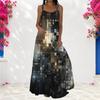 Women Plus Size Scoop Neck Strappy Sleeveless Printed A Line Maxi Dress