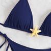 Women's Bikini Set Halter String Side Tie Two-Piece Swimsuit with Starfish Decor Sexy
