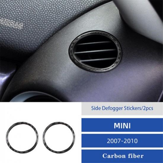 2*Interior Carbon Fiber Air Vent Outlet Trim Cover For BMW MINI Cooper R56 07-11