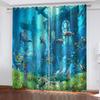 Ready-made Underwater Sea World Dolphin Thin Window Curtains For Kids Bedroom Living Room Bathroom Kicthen Door Hall Home2Pieces