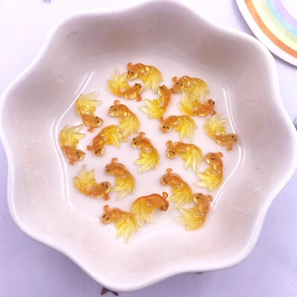 50 шт., смоляные мини-красочные прозрачные яркие цвета, Золотая рыбка, дизайн ногтей с плоской задней частью, стразы, аппликация, сделай сам, скрапбукинг, декор, аксессуары, ремесла