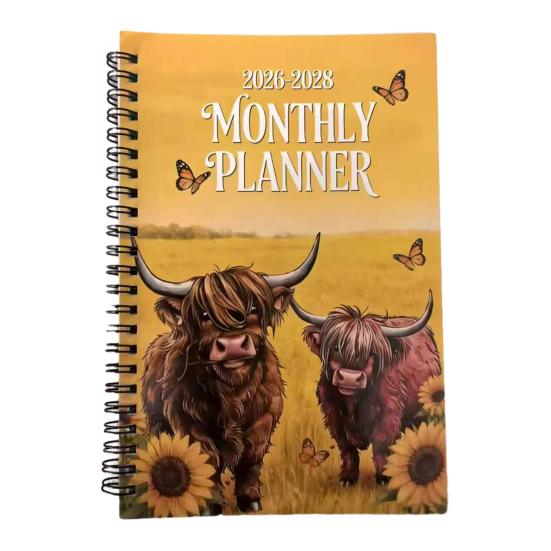 Ежемесячник на 2026-2028 годы Книга-планировщик на 3 года Янв. 2026 - Дек. Календарь на 36 месяцев 2028 года с переплетом на двойной спирали для школьной работы