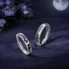 Starry Sky Ring Set Finger Ring, Adjustable Fit Couple Rings, Zinc Alloy Band Matching Bands with Sun Moon Design for Anniversary Daily Wear Romantic