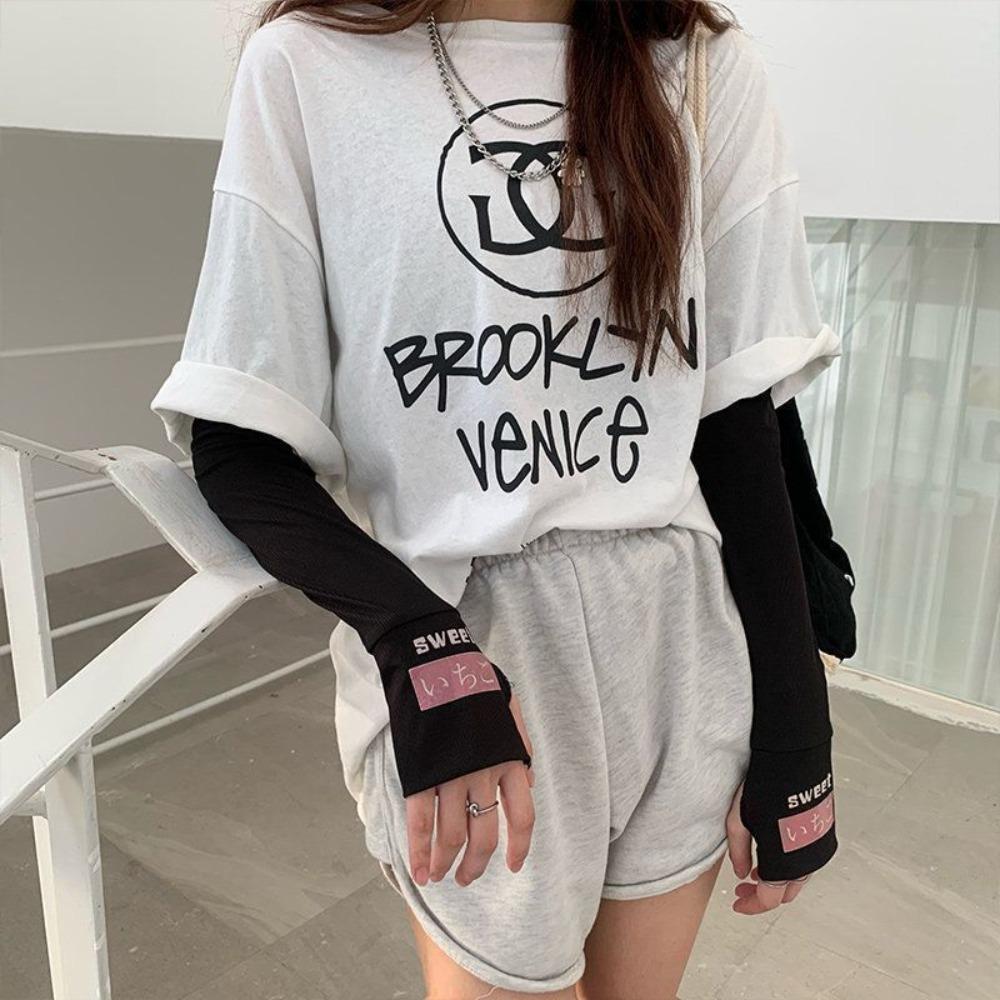 Ice Silk Arm Sleeves Thin Long Gloves New Half Finger Sleeves  Female Male