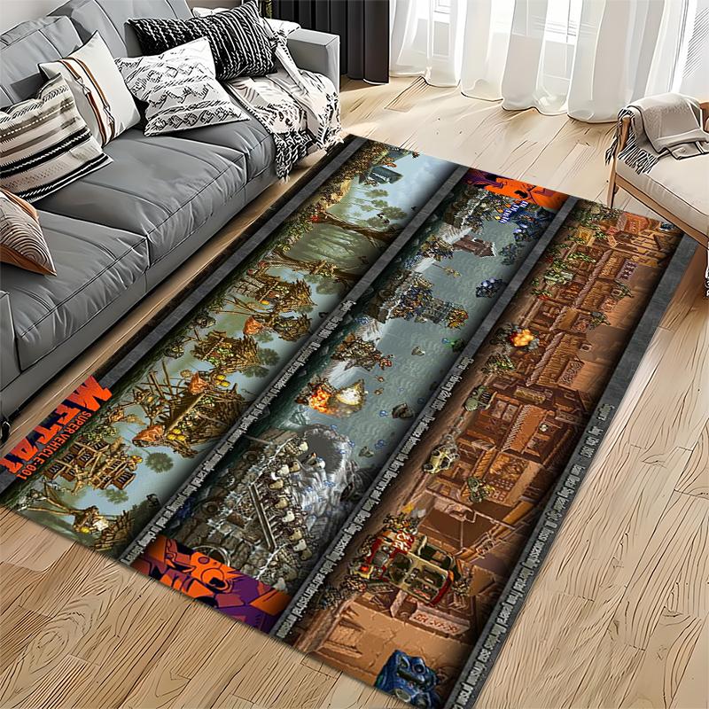 Metal Slug Game Pixel Art Rug Design Non-slip rug suitable for living room and bedroom sofas.