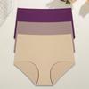 3Pcs Plus Size Ice Silk Underwear Women's Seamless Panties Sexy High Rise Traceless Invisible Briefs Breathable Lingerie
