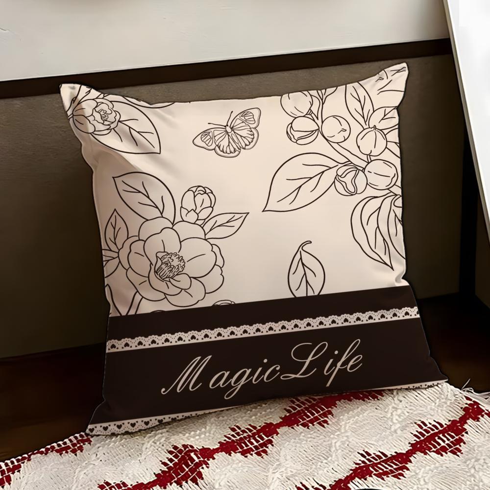 Beautiful Retro Flowers Cushion Cover Reversible Soft Durable Pillow Cover Home Car MultiScene Use for Daily Comfort