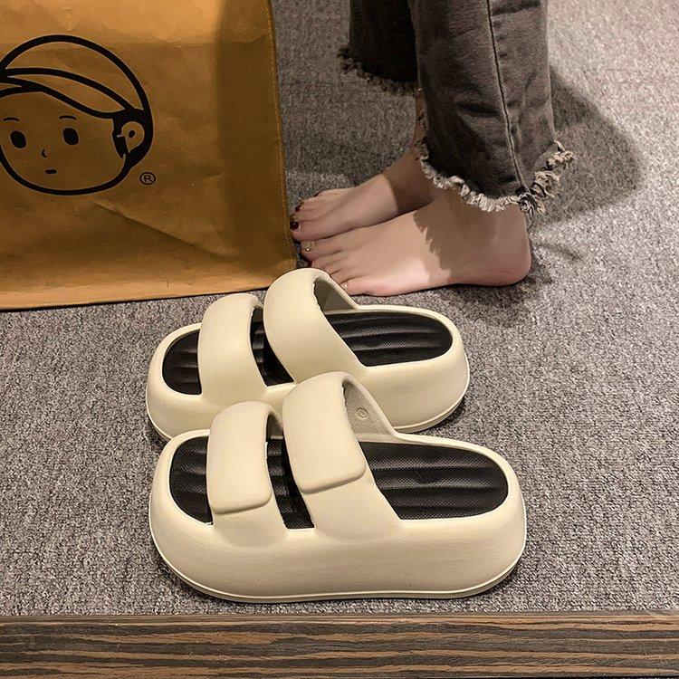 2024 Лето Новые женские тапочки Парные пляжные кожаные тапочки Мягкие толстые подошвы Шлепанцы Туфли на платформе Плоский каблук Тапочки Повседневные Сан