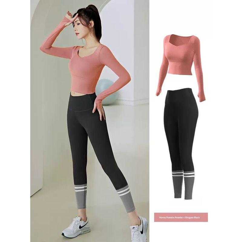 Pilates Yoga Clothes for Women 2025 New Arrival Running with Chest Pad Professional Quick-Drying Sports Long-Sleeved Top Fitness Suit