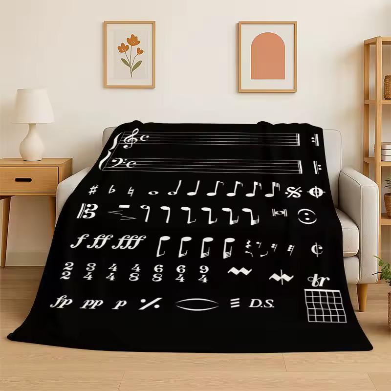 Music Theory Chart Piano Guitar Chords Flannel Blanket Soft Throw Blanket for Bedroom Living Room Bed Travel Camping Picnic Nap