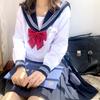 Японский школьный комплект: Белая юбка с тремя полосками и топ с коротким рукавом, летний, средней длины, классический школьный стиль, доступны большие размеры.