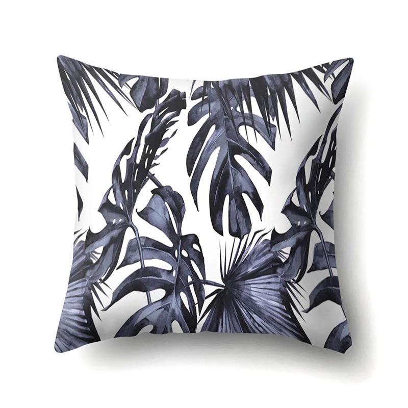 Polyester Pillowcase Ins Style Plant Flowers Nordic Printed Peach Leather Velvet Cushion Cover Sofa Waist Cushion Cover