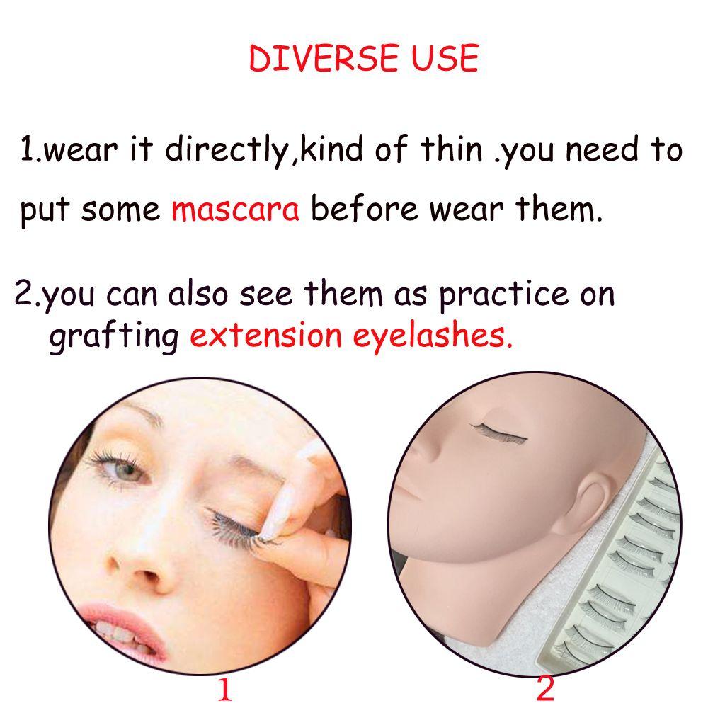 10 Pairs Natural Handmade Soft False Eyelashes Extension Tools Makeup Practice Training Lashes