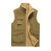 Men's Fleece Multi-pocket Cargo Vest Autumn and Winter New Stand Collar Thickened Outdoor Sports Vest
