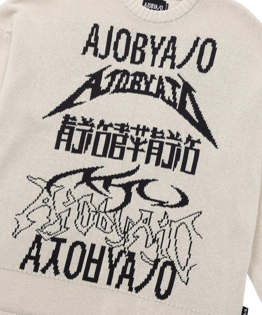 AJOBYAJO Свитер с полным логотипом из высокоскрученной пряжи [Слоновая кость]