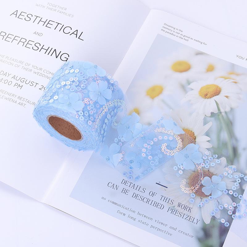 10 ярдов сетчатой ткани, рулон тюля, вышитые пайетки, цветы, тюль, тесьма, своими руками, аксессуары для волос, свадебные украшения для вечеринок, поделки