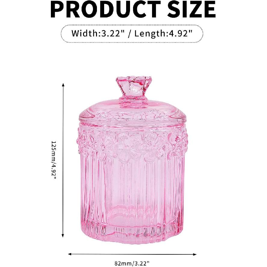 Набор из 2 стеклянных контейнеров для ватных палочек с крышками, Хрустально-прозрачные аптекарские банки для ватных шариков, палочек, зубной нити, конфет и косметических дисков, Ванная комната, туалетный столик