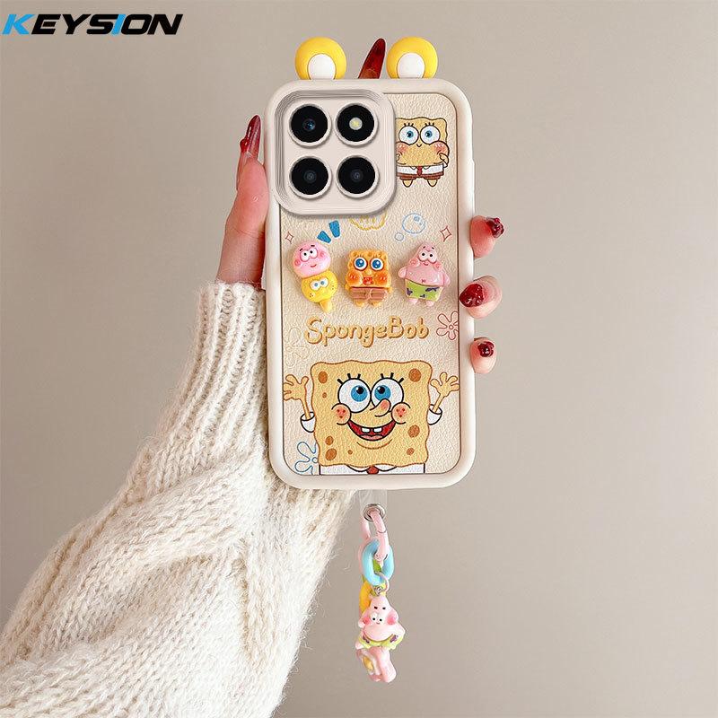 KEYSION Милый чехол с 3D-мультяшным рисунком для HONOR X6b с браслетом, мягкий силиконовый противоударный чехол для телефона Huawei Honor X6b 4G