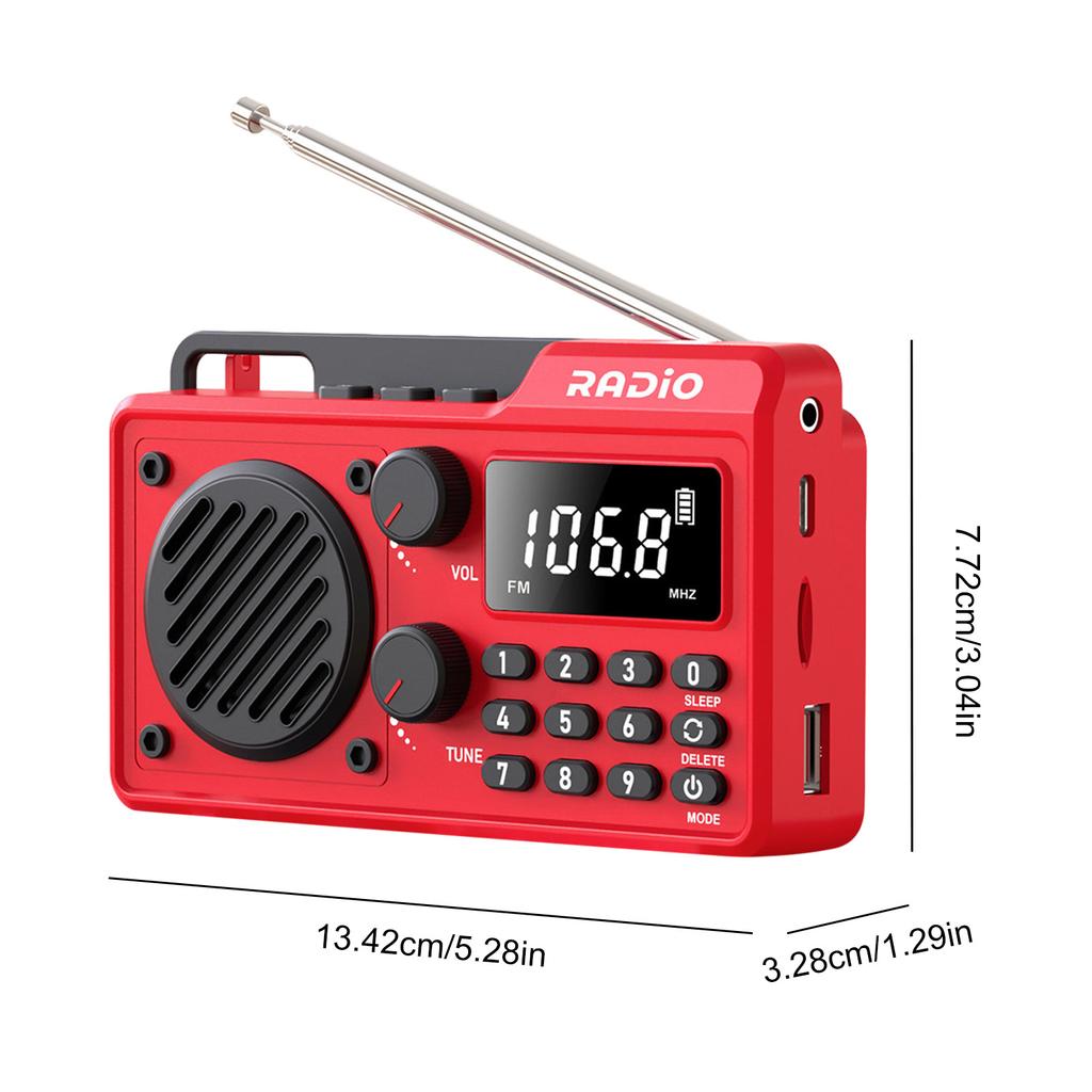 Карманное радио Беспроводной BT-динамик Радио на батарейках Поддержка TF-карты U-диска Наушники Таймер сна для дома, улицы, путешествий
