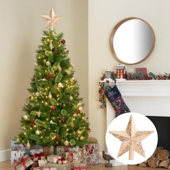 Yousheng Рождественская звезда верхушка дерева украшение блестящая звезда верхушка дерева украшение для деревьев гирлянда настольный праздничный декор