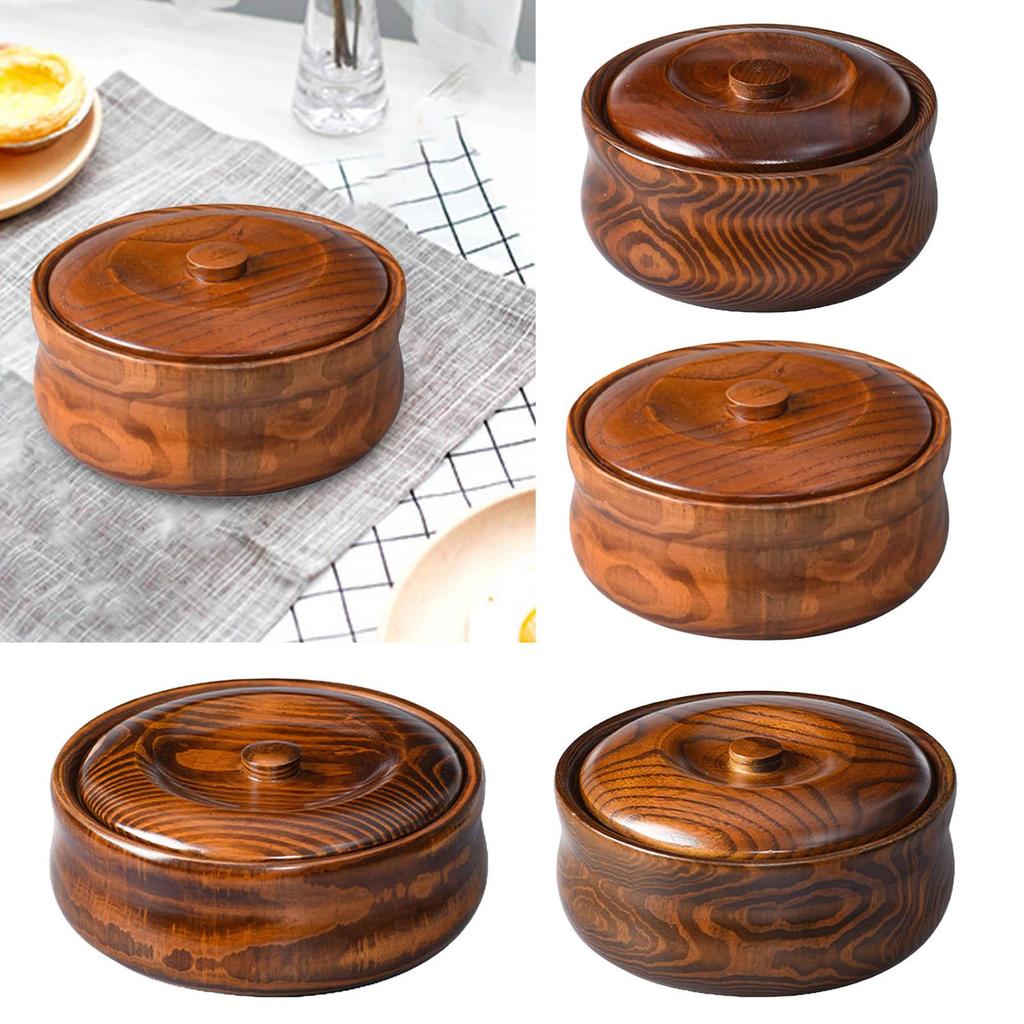 Деревянная миска Сервировочная миска Хранение Многоразовая Дерево Деревянная салатница с крышками