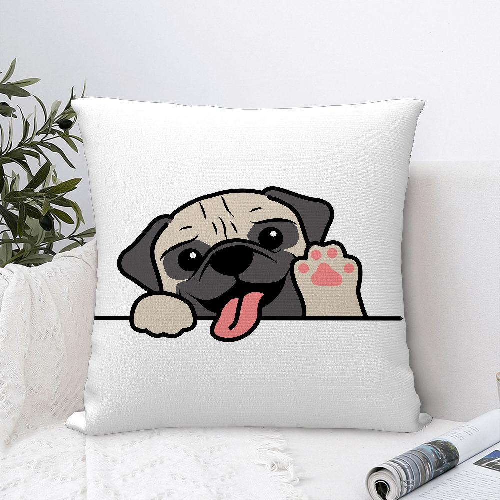Cute Dog Waving Paw Pillow Case Sofa Decorative Home Double-sided Printing Short Plush Cushion Cover Throw Pillow Cover Gifts